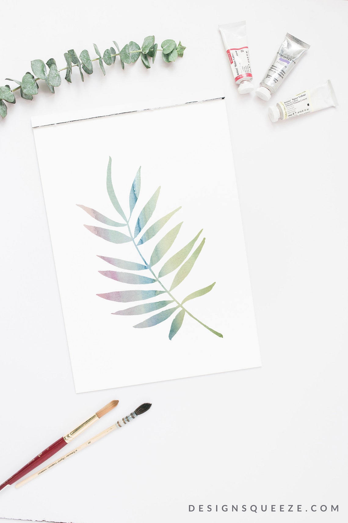 Watercolor Leaf Art Printable Watercolor Leaf Print Plant - Etsy