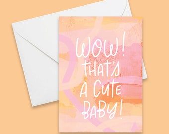 New Baby Card | A6 Greeting Card | Baby Girl Card | Cute Baby Card | Pink