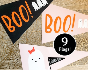 Printable Halloween Pennant Flags, Boo Baskets, Halloween Pennant Flag Printables, Cute Halloween Decor,Halloween Flag Printables