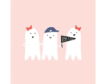 Boo Crew Halloween Printable Pink, Cute Ghost Halloween Art, Boo Crew Sign, Kid's Halloween, Ghost Decor, Halloween Sign, Boo Crew