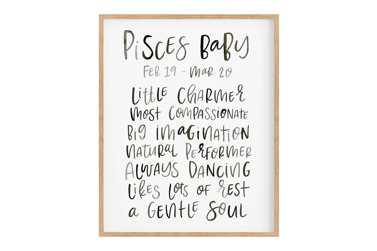 Zodiac Baby PISCES Qualities Art Print Pisces Art Pisces Etsy