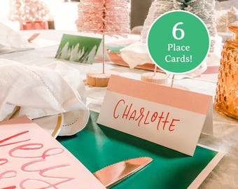 Printable Christmas Place Cards, Christmas Folded Place Cards, Cute Christmas Place Cards, Cute Christmas Decor, Holiday Decor DIY