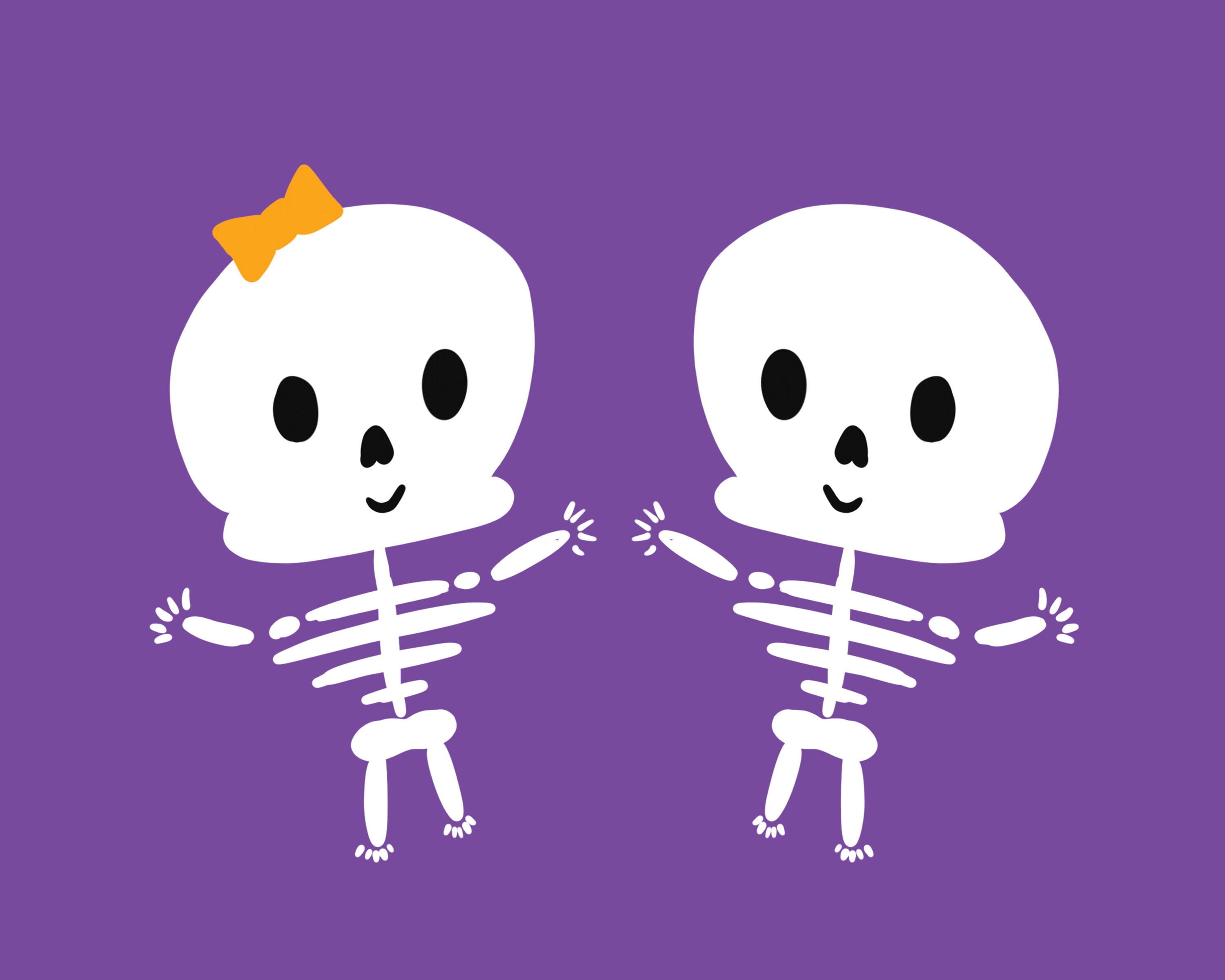 Cute Halloween Skeleton Printable Set of 3 Skeleton Designs | Etsy