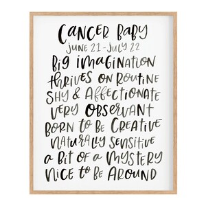 Cancer Zodiac ART PRINT | Astrology print cancer baby zodiac art | Zodiac star sign wall art for baby nursery or dorm decor