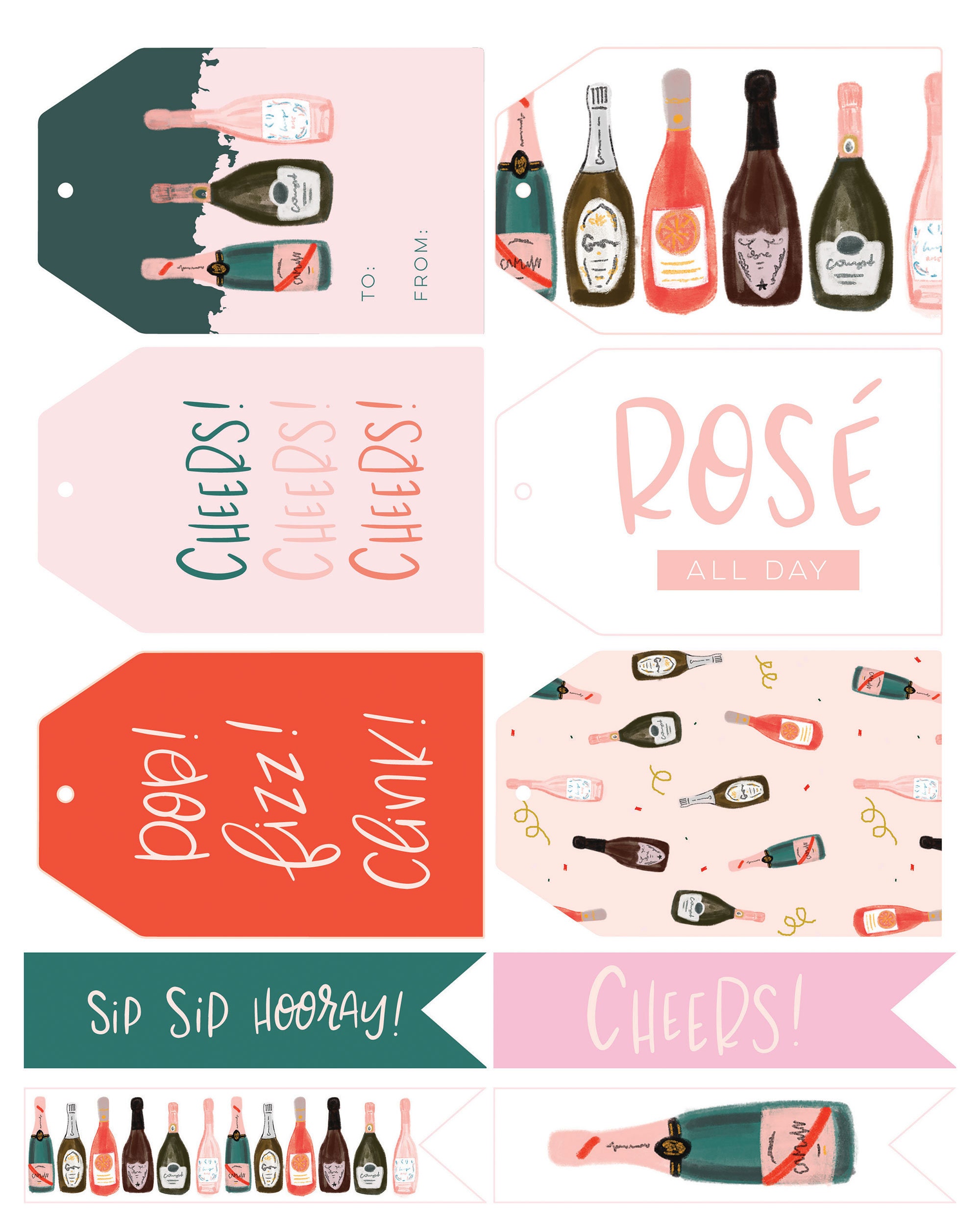 Printable Wine Bottle Gift Tags, Champagne Tags (digital Download) - Etsy