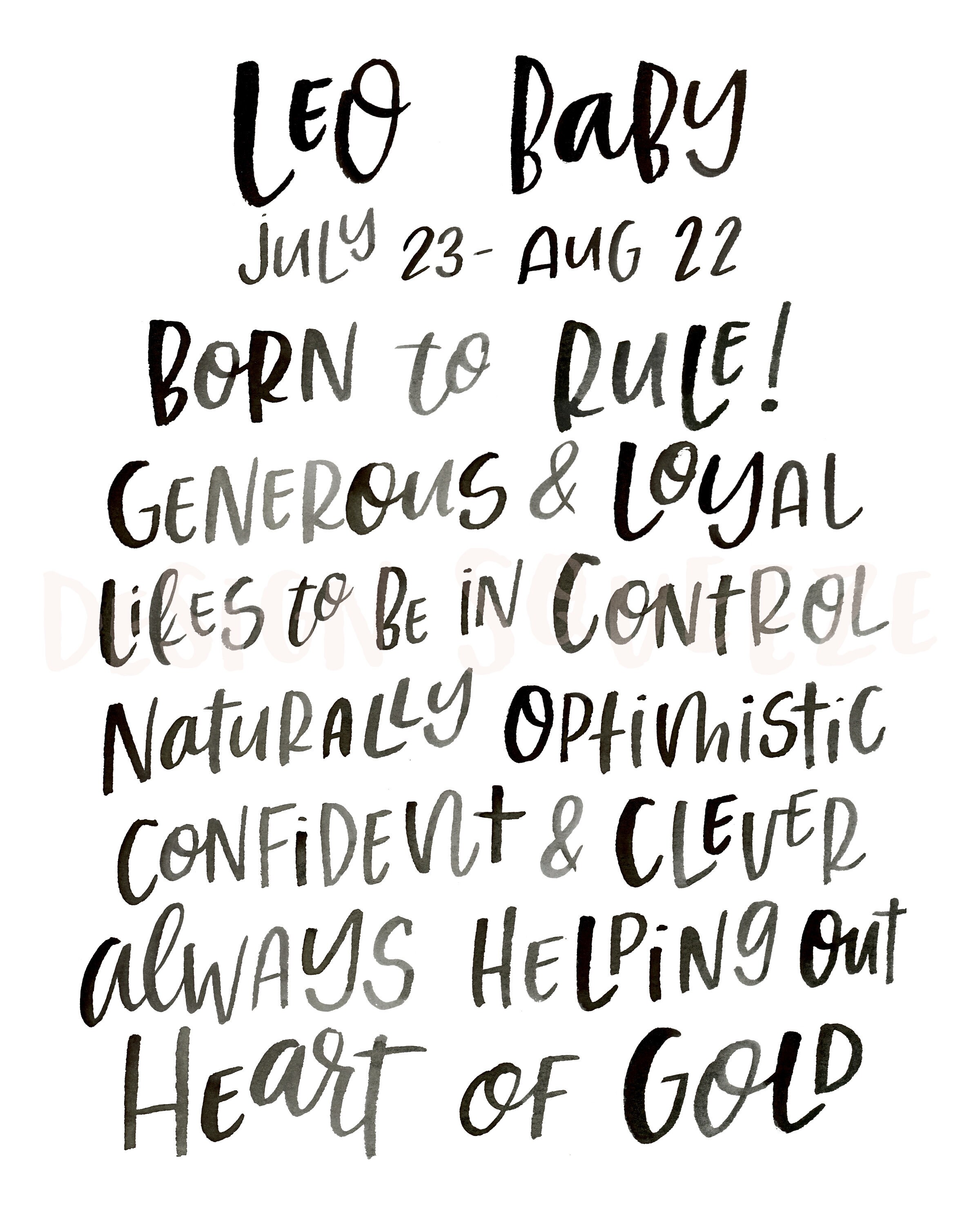 Leo Zodiac ART PRINT Astrology Print Leo Baby Zodiac Art Etsy