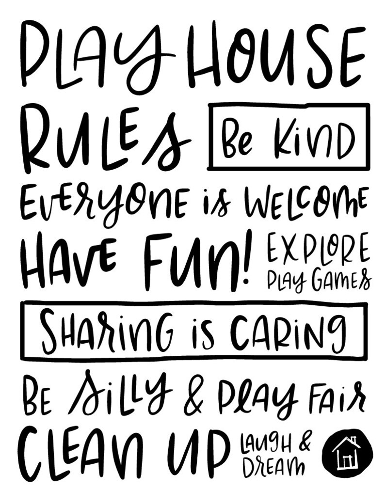 Printable Playhouse Rules Playhouse Art Play House Rules Etsy