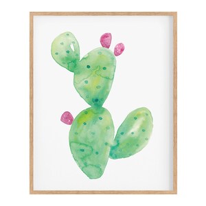 Cactus Art, Printable Watercolor Prickly Pear Cactus Print, Wall Art, Baby Decor, Watercolor Print, Hand-Painted