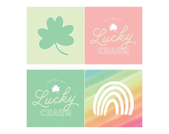 St Patrick's Day Printable Signs, Clover Rainbow Decor (Digital Download)