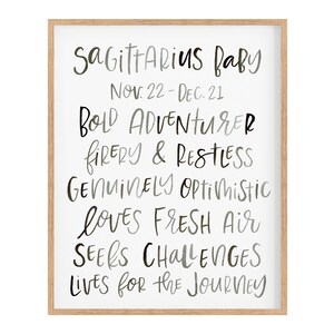 Zodiac Baby SAGITTARIUS Qualities Art Print, Sagittarius Art, Sagittarius Astrology, Zodiac Art, Astrology Art, Sagittarius