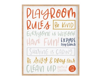Playroom Rules Art Print, Kids Room Decor (Digital Download)