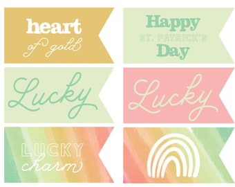 St Patrick's Day Printable Banner Flags, Lucky Irish Decor (Digital Download)