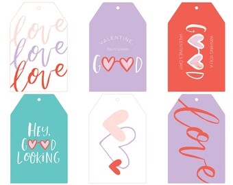 Printable Valentine's Day Gift Tags, Valentine Tags, 24 Cute V-day Tag Printables, Valentine's Gift Tags, Valentine Printables, Valentines