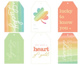 St Patrick's Day Gift Tags, Lucky Charm Printables (Digital Download)
