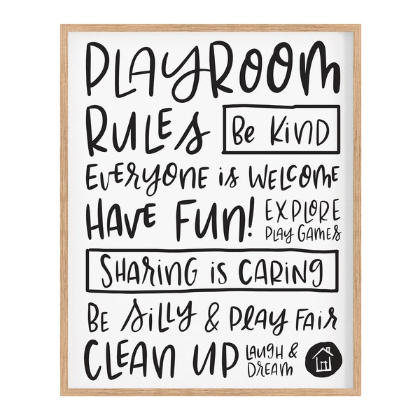 Printable Playroom Rules, Black and White Playroom, Playroom Art, Play Room Rules, Kid printables, Playroom Sign, Playroom Decor