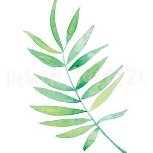 Green Watercolor Leaf Art, Printable Watercolor Leaf Print, Plant Wall ...