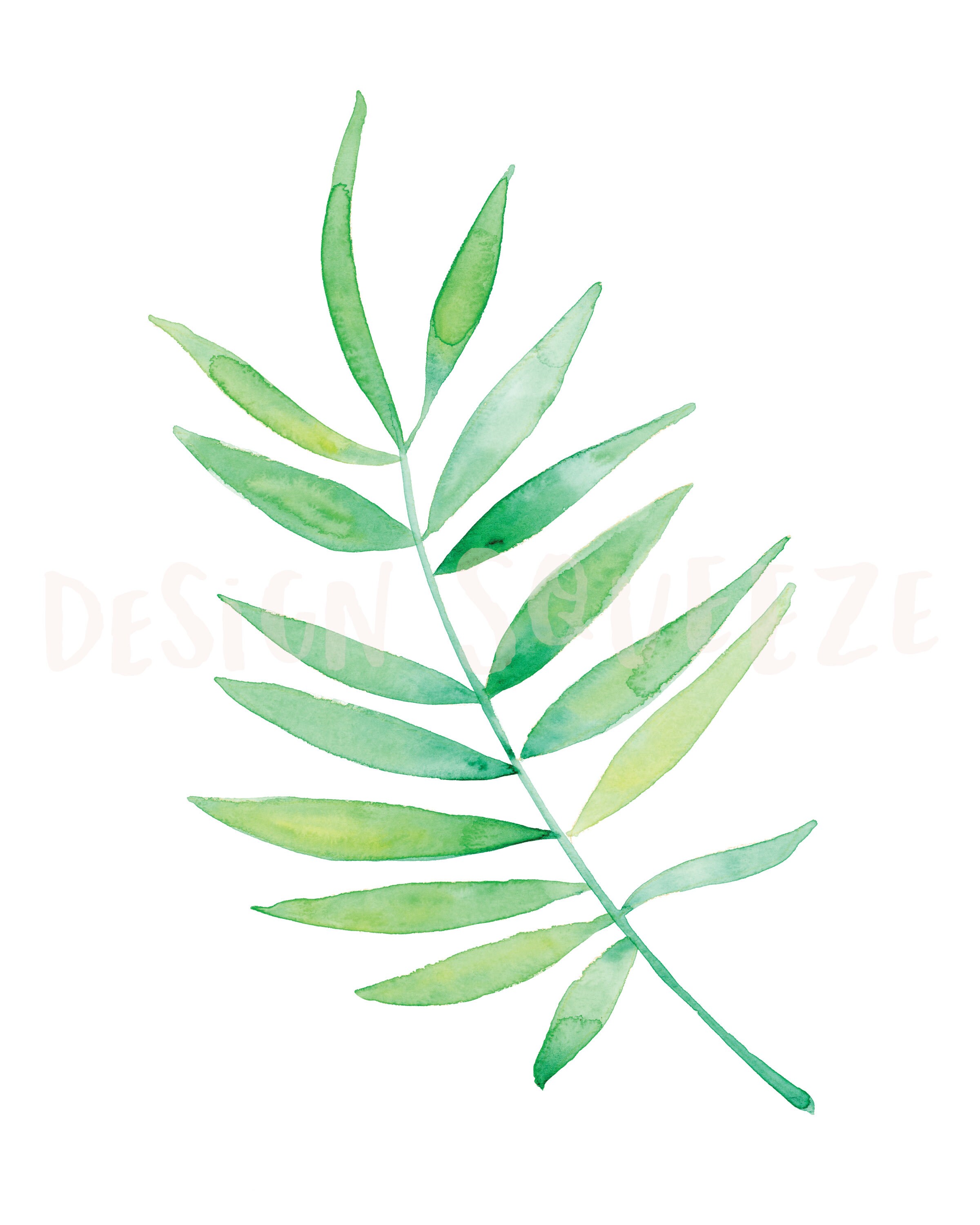 Green Watercolor Leaf Art Printable Watercolor Leaf Print | Etsy