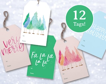 Printable Christmas Gift Tags, Christmas Tags, 12 Cute Christmas Tag Printables, Cute Christmas Decor, Christmas Wrapping Paper