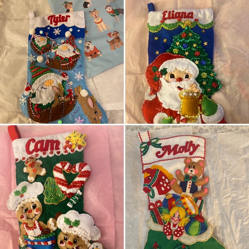 Jumbo Finished Felt Christmas Stocking Janlynn over the Rooftops 23