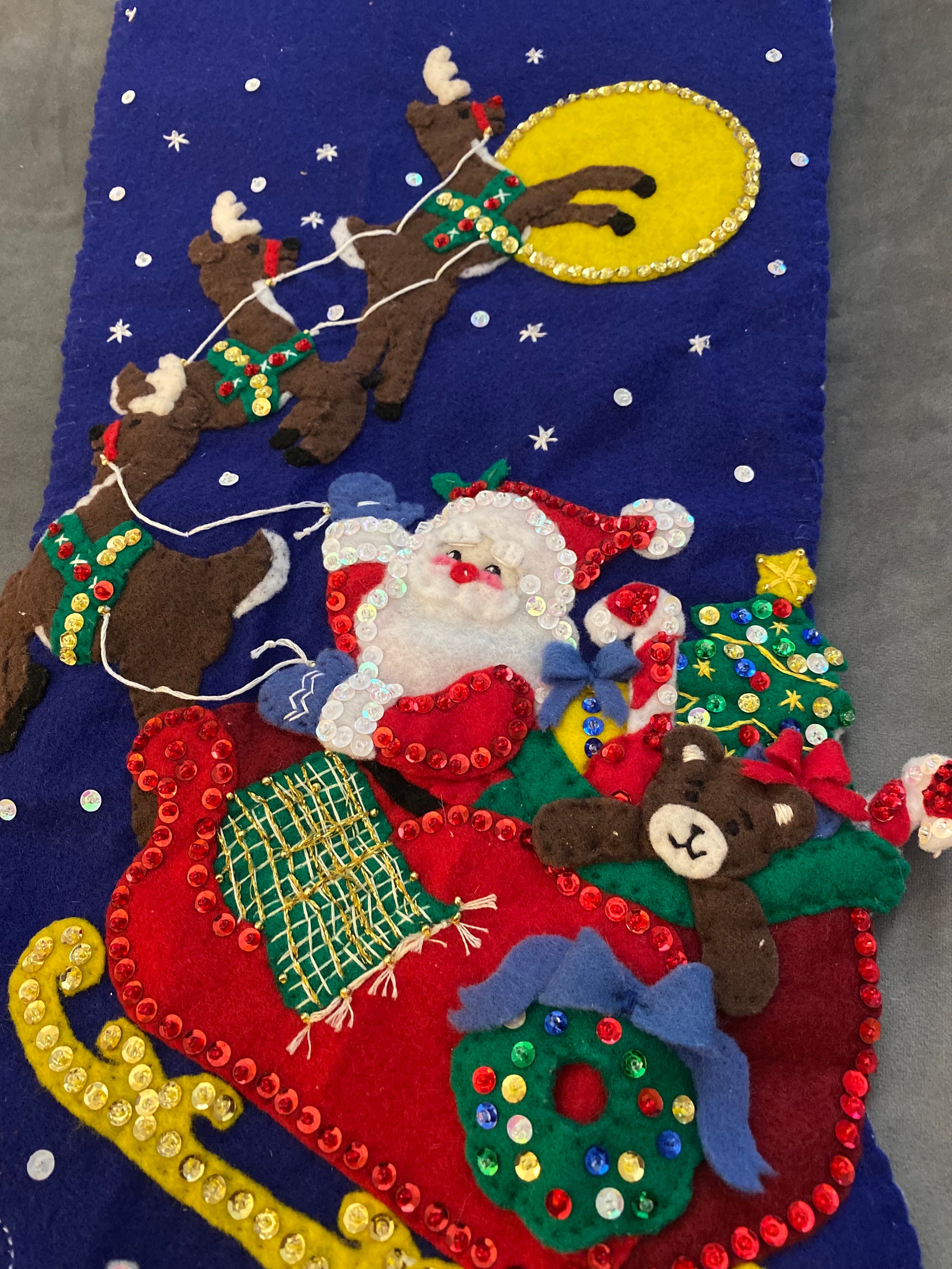 Jumbo Finished Felt Christmas Stocking Janlynn over the Rooftops 23