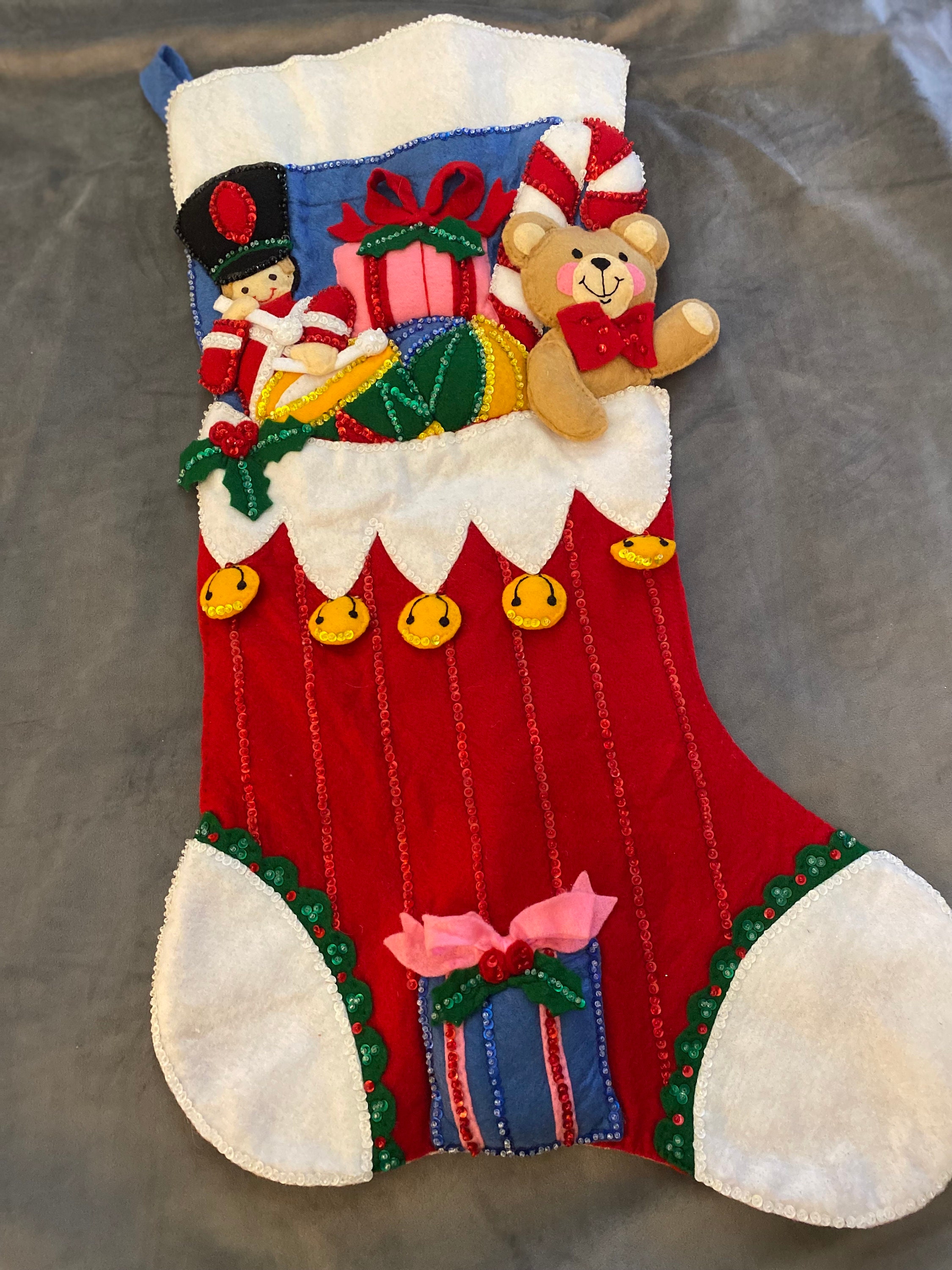 Finished bucilla felt christmas stocking Completedkits 18 inch Father  Christmas