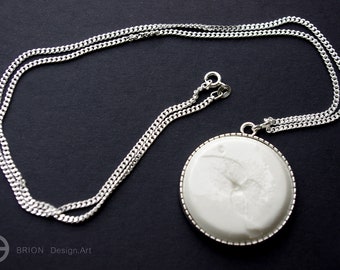 Necklace, porcelain, 60 cm, 925 silver