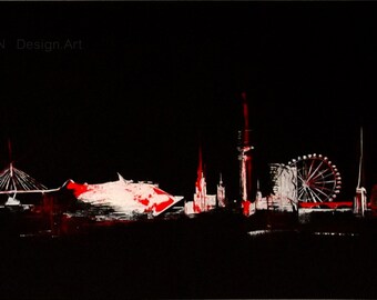 Skyline Hamburg handgemalt, Acryl auf Leinwand, schutzlackiert