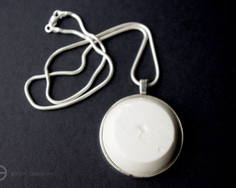 Necklace, porcelain, 47 cm, 925 silver