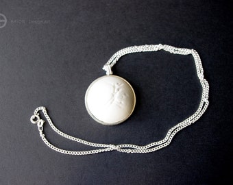 Necklace, matt porcelain, 50 cm 925 silver