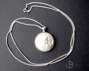 Necklace, porcelain, 76 cm, 925 silver