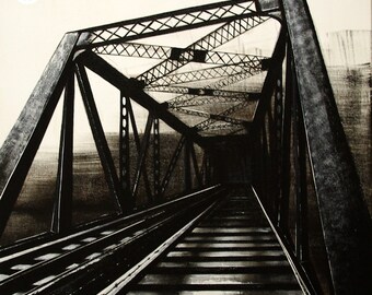 Bridge, hand painted, acrylic on canvas, protective lacquered