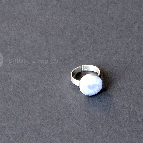 Ring Porzellan, blau Herz, 925er Silber