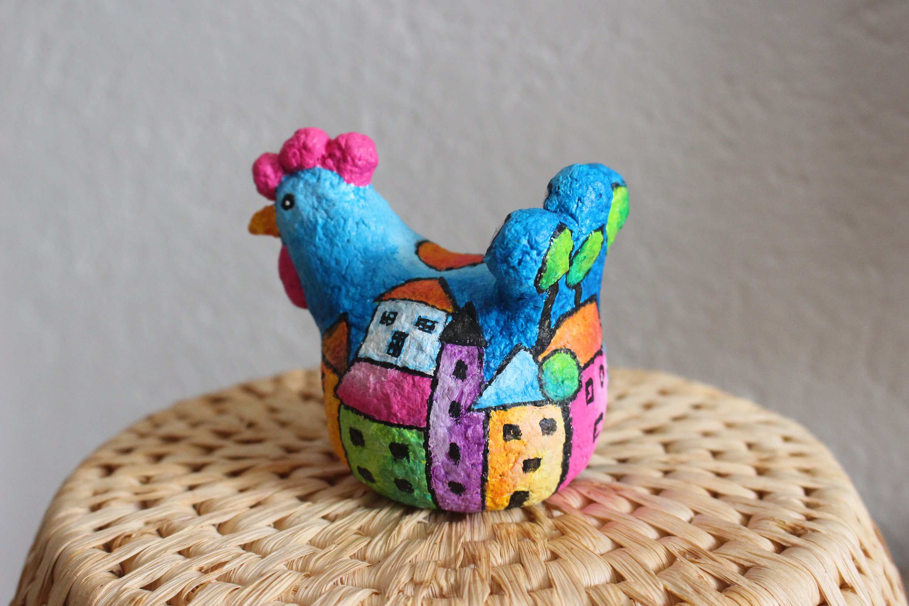 Unique Recycled Paper Mache Hen Modeling Sculpture Original Etsy