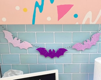 Custom Glitter Bat Garland | Halloween Decor |