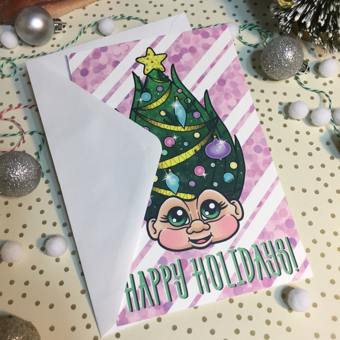 HOLIDAY TROLL CARD 5x7in Christmas Tree Troll holiday Etsy