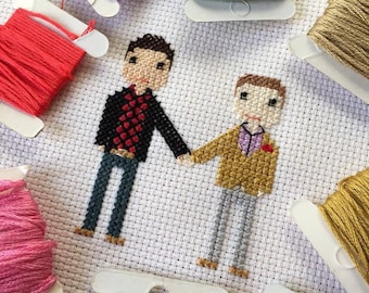 Regalos personalizados de Sr. y Sr. - Boda gay de Sr. y Sr. - Regalo de boda gay - Punto de cruz personalizado