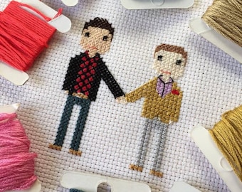 Gay Wedding Gift Personalised Custom Gay Wedding Gift - Gifts for Gay Wedding -  Gay Wedding Gift - Custom Personalised Cross Stitch