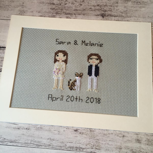 Personalised Gift Personalised Mens Gift Womens Gift Personalised Couple Custom Portrait Gift for Men Women Cross Stitch Pixel People Art