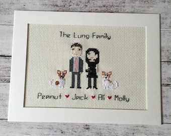 Portrait de famille personnalisé Portrait personnalisé Art mural Portrait de famille sur mesure Portrait personnalisé Portrait de famille avec animaux de compagnie Art pixelisé au point