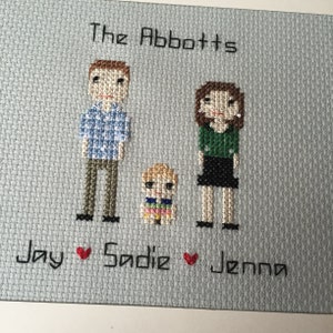 Personalised Custom Pixel Gift Portrait Wall Art - Personalised Pixel People Gift - Family Pet Portrait - Cross Stitch Pixel People Art
