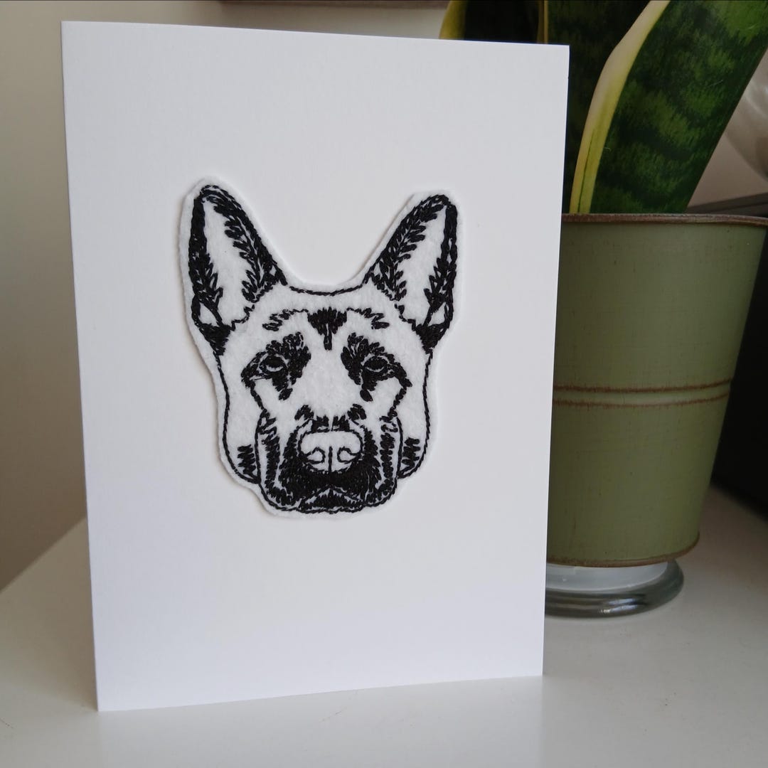 Dog Embroidered Card Handmade Birthday Dog Lover Card Handmade Bernese ...