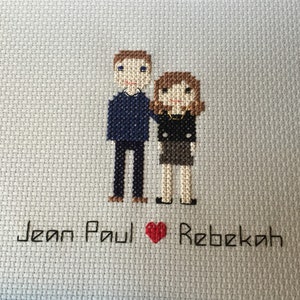 Retrato de pareja personalizado para pared - Regalo de pareja personalizado - Retrato de mascota familiar - Arte de personas con píxeles en punto de cruz