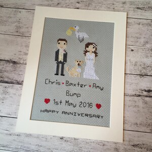 New Baby Gift New Baby Personalised Custom New Baby Gift - New Baby Gift Cross Stitch People Gift for New Parents New Baby Boy New Baby Girl