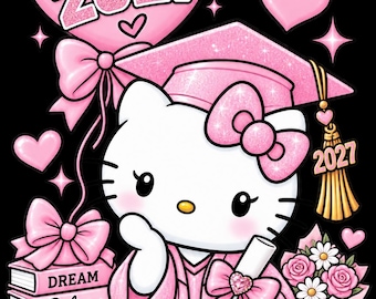Senior Class of 2027 HELLO KITTY Iron On:  custom color, 8.5" x  8”5 "