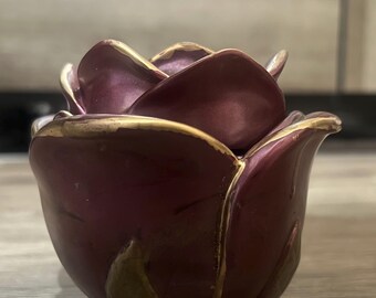 ROSE resin jewelry container 4” tall, 4” across and 2” deep