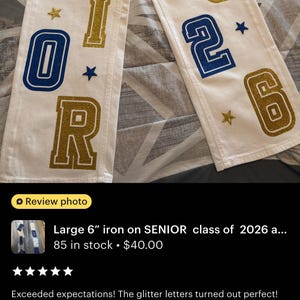 Senior Class of 2027 Iron On Letters & Numbers – Custom Name, Initials, Logo, Sport image 8