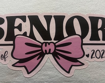 Senior Class of 2027 Iron On: Pink Bow, 8.5" x 3.75"