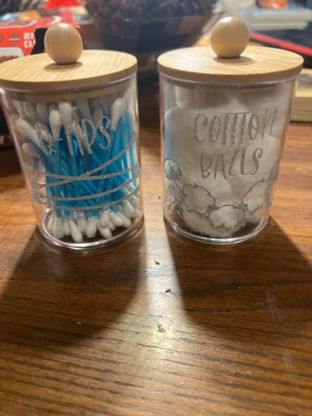 Q Tip and Cotton Ball Holders Etsy