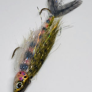 Baby Rainbow Trout Fly -- Articulated Fly Fishing or Spin Rod Lure by Drop Jaw Flies