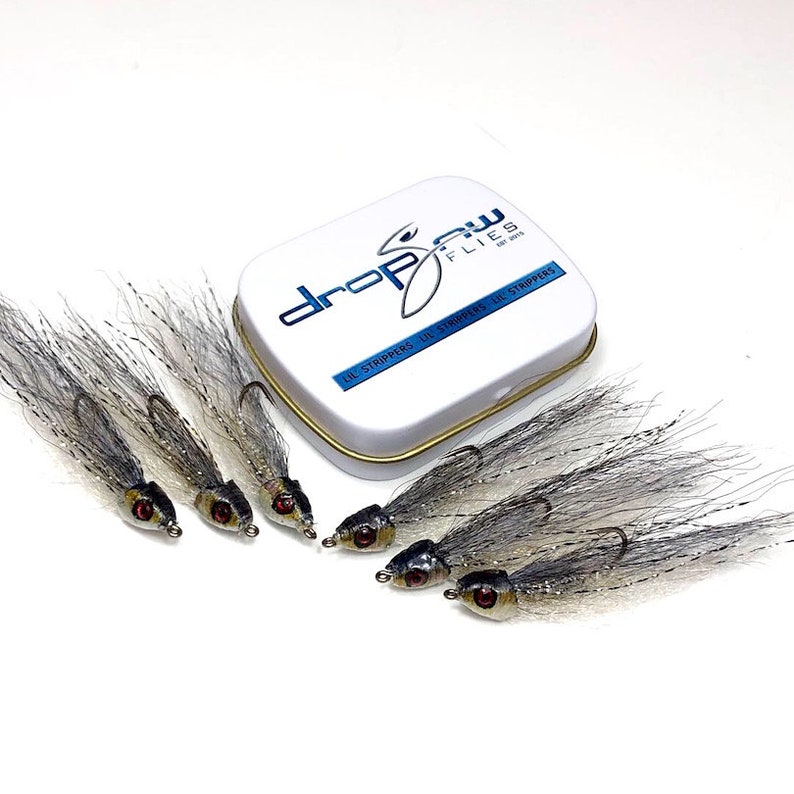 6 Readymade Fly Fishing Flies or Spin Rod Lures by Drop Jaw Flies Minpin Tin 6 pack